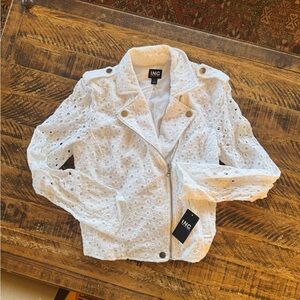 INC International Concepts Women's White Lace Eyelet Jacket